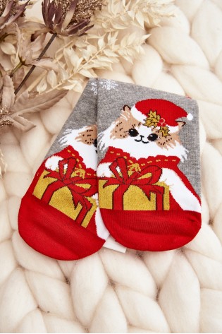 Moteriškos kalėdinės kojinės su kačiukais-SK.29206/SNP507