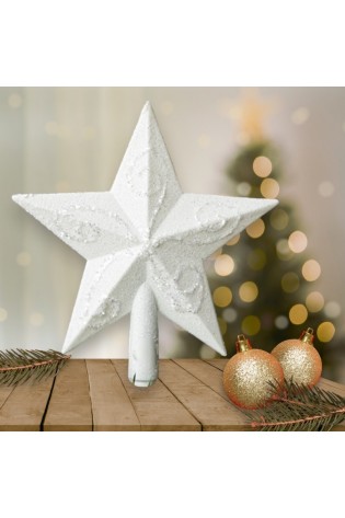 Kalėdų eglutės viršūnė, baltos spalvos 14.5 cm KSN145-KSN145