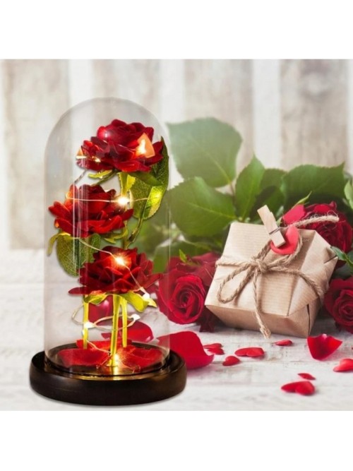 Dekoratyvi rožė po stikliniu kupolu LED ROZ12-ROZ12