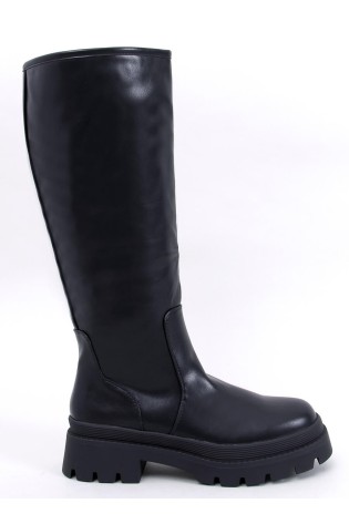 Stilingi juodi odiniai ilgaauliai storu padu DILLARD BLACK-KB 888-66A