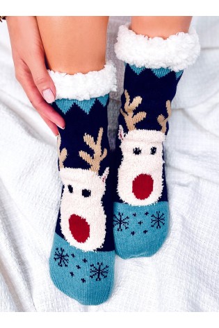Kalėdinės kojinės su šiaurės elniu REINDEER NAVY BLUE-KB 37014