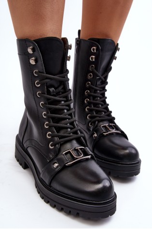 Juodi suvarstomi stilingi batai-YY06 BLACK