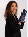 Tamsiai mėlynos odinės moteriškos pirštinės-AT-RK-239501A.16