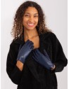 Tamsiai mėlynos odinės moteriškos pirštinės-AT-RK-239501A.16