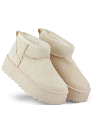 Stilingi smėlio spalvos trumpi emu stiliaus sniego batai-TL242-BE