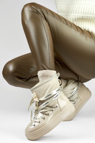 Šilti kreminiai žieminiai sniego batai moterims-5754-4BE