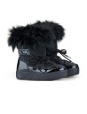 Stilingi juodi šilti sniego batai su lakuota oda-5705-1B