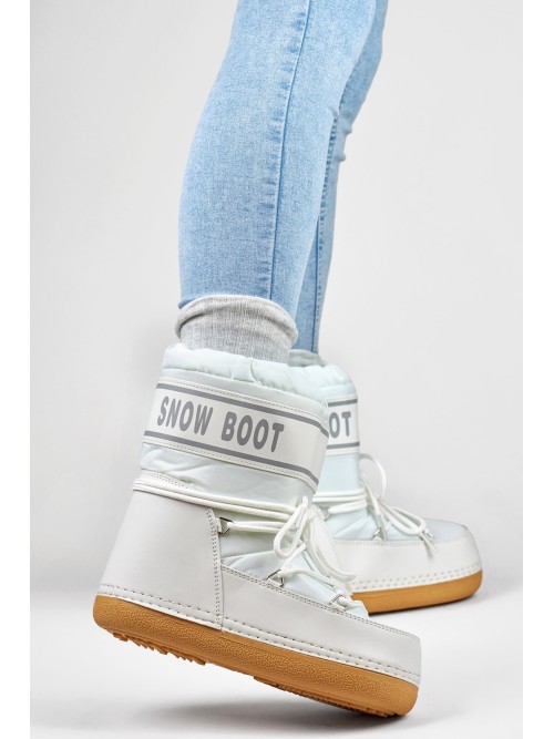 Balti moon stiliaus sniego batai su raišteliais-6855-2W