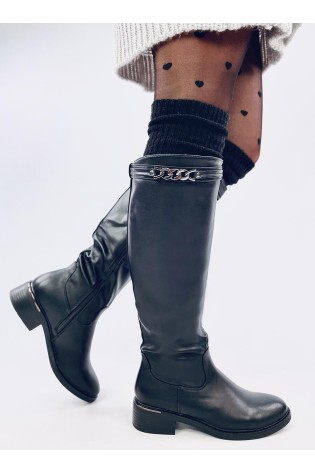 Klasikiniai moteriški ilgaauliai batai FORTE BLACK-KB YY-52