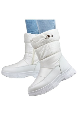 Šilti balti sniego batai su kailiu-3537W