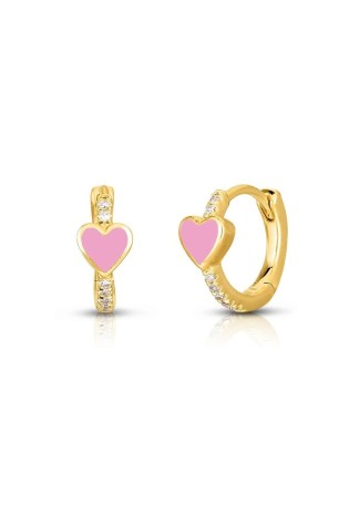 Auksininiai auskarai rinkės su širdelėmis ir kristalais, padengti 14k auksu KST3026-KST3026