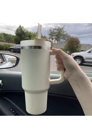 Didelis 1L termo puodelis su rankena ir šiaudeliu CUP04-CUP04
