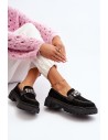 Juodi moteriški klasikiniai batai su puošmena-H8-318 BLACK