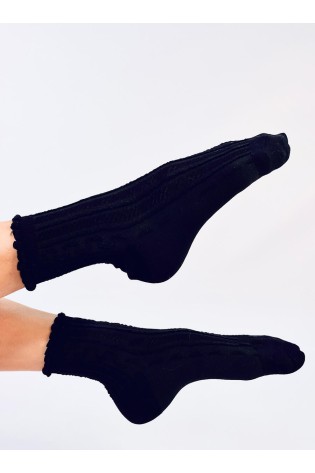 Elegantiškos moteriškos kojinės su raukinukais REECE BLACK-KB SK-HB85