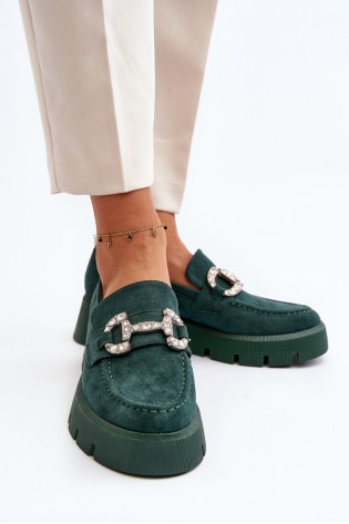 Stilingi moteriški zomšiniai batai-G422 GREEN