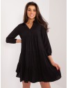 Erdvi juoda natūralaus pluošto suknelė -D73761Z30425A