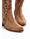 Natūralios odos rudi moteriški batai-3396 BEŻ B. WEL