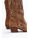 Natūralios odos rudi moteriški batai-3396 BEŻ B. WEL