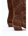 Natūralios odos tamsiai rudi moteriški batai-3396 TABACO WEL