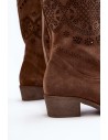 Išskirtinės kokybės natūralios odos batai menišku raštuotu aulu-4043 TABACO WEL