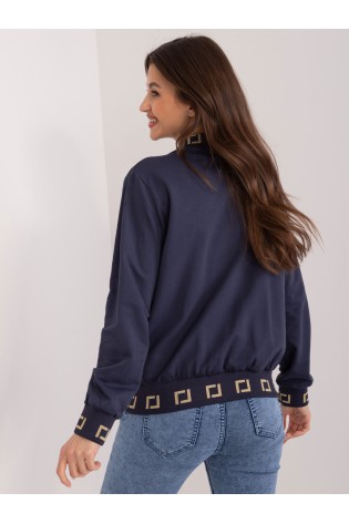 Tamsiai mėlynas stilingas džemperis su užtrauktuku-RV-BL-8224.22