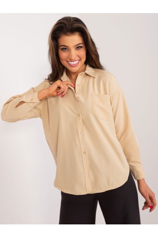 Smėlio spalvos klasikiniai moteriški marškiniai-BA-KS-0286.99