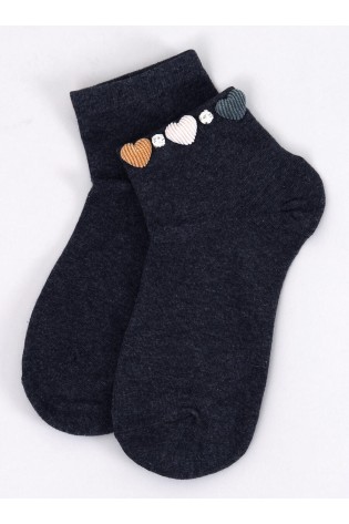 Moteriškos kojinės su dekoratyviomis širdelėmis GWENS DARK GREY-KB SK-WAGC94257D
