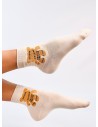 Moteriškos kojinės su meškiuku SHENTI BEIGE-KB SK-DS77-1