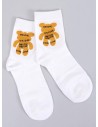Moteriškos kojinės su meškiuku SHETI WHITE-KB SK-DS77-1
