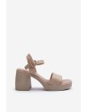 Zazoo moteriški odiniai sandalai Block Heel Beige-40386 V.TAUPE