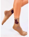 Moteriškos kojinės su meškiuku SALIS DARK BEIGE-KB SK-LY7100-1