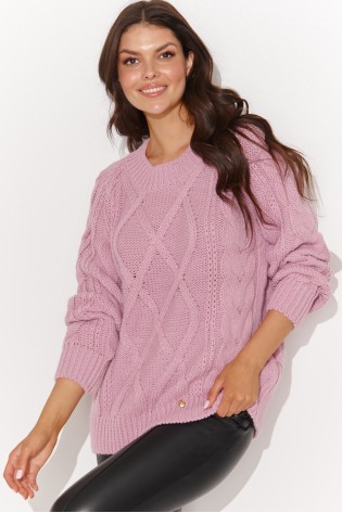 Alyvinis moteriškas megztinis su pynėmis NU_S93-TV_NU_S93