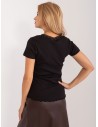 Moteriški juodi marškinėliai trumpomis rankovėmis-D16113Z02448B