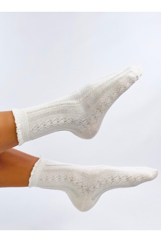 Moteriškos raštuotos kojinės su gražiu krašteliu WHITT ECRU-3-KB 37681