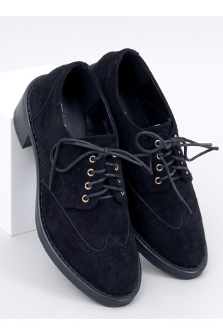Klasikiniai zomšiniai batai su raišteliais VEDRA BLACK-KB 37692