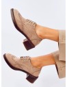 Klasikiniai zomšiniai batai su raišteliais VEDRA BEIGE-KB 2621
