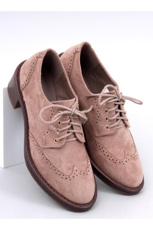Klasikiniai zomšiniai batai su raišteliais VEDRA BEIGE-KB 2621