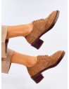Klasikiniai zomšiniai batai su raišteliais VEDRA BROWN-KB 37694