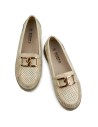 Patogūs, elegantiški moteriški ažūriniai mokasinai, auksiniai ažūriniai batai-GD-FL6030L.GO