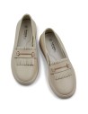 Natūralios odos smėlio spalvos įspiriami batai su auksiniu papuošimu-GD-RS2005BE