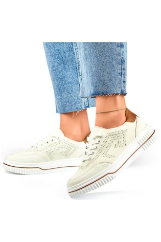 Balti moteriški suvarstomi laisvalaikio batai iš natūralios odos-GD-SW-4002W/BR