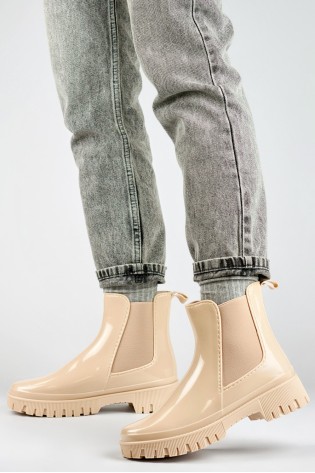 Smėlio spalvos moteriški guminiai batai storu padu-YX227-2BE