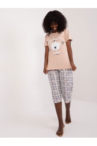 Klasikinė moteriška pižama trumpesnėmis patogiomis kelnėmis-SY-PI-1323.45