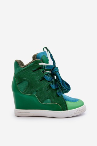 Stilingi originalaus dizaino žali batai su platforma-NS393P GREEN