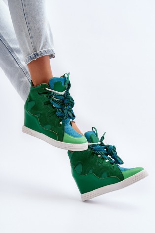 Stilingi originalaus dizaino žali batai su platforma-NS393P GREEN