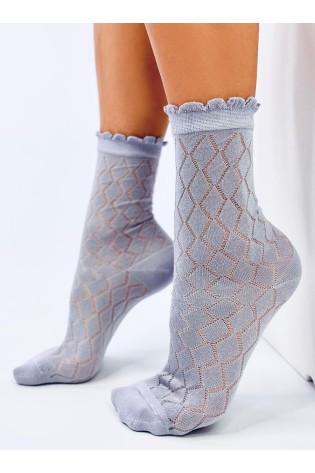 Raštuotos moteriškos kojinės su gražiu krašteliu GLADD PURPLE-KB 37799