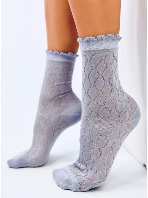 Raštuotos moteriškos kojinės su gražiu krašteliu GLADD PURPLE-KB SK-WJYC90133