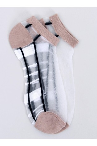 Moteriškos trumpos kojinės su permatoma dalimi, 2 poros, KARTAL MULTI-4-KB SK-1621-1116