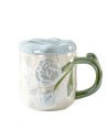 Keraminis puodelis su dangteliu 450 ml Rožės + dovanų dėžutė KB02N-KB02N