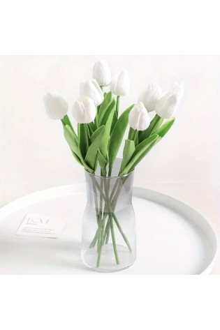 Dirbtinė dekoratyvinė balta tulpė 36 cm 1 vnt SZR06B-SZR06ZO